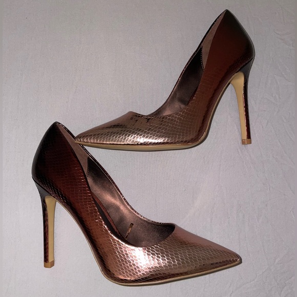 NWOT Aldo Lala Bronze Ombre Snake Print Scale Heels Size 6 ⭐️ - Picture 1 of 7